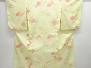 駒絽枝花模様小紋着物